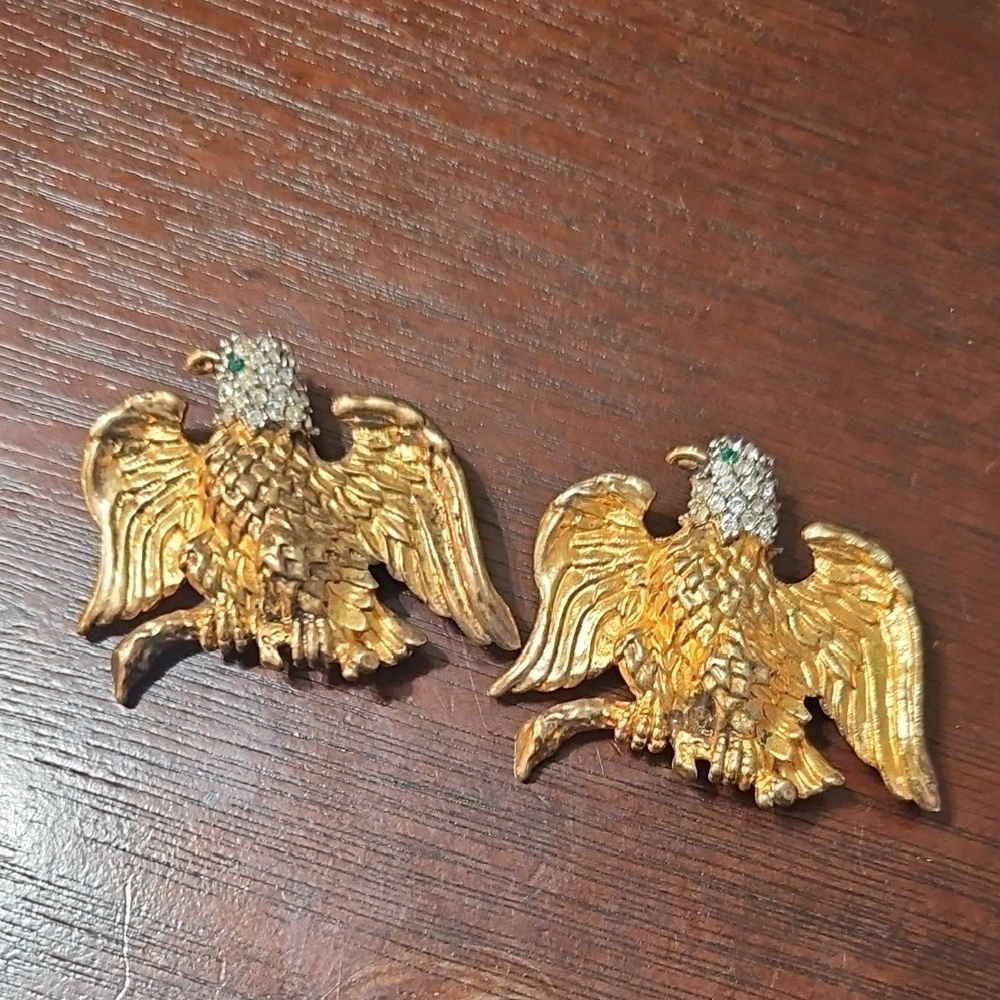 Smithsonian Institute Bald Eagle First Ladies Crystal Gold Tone Pin Brooch